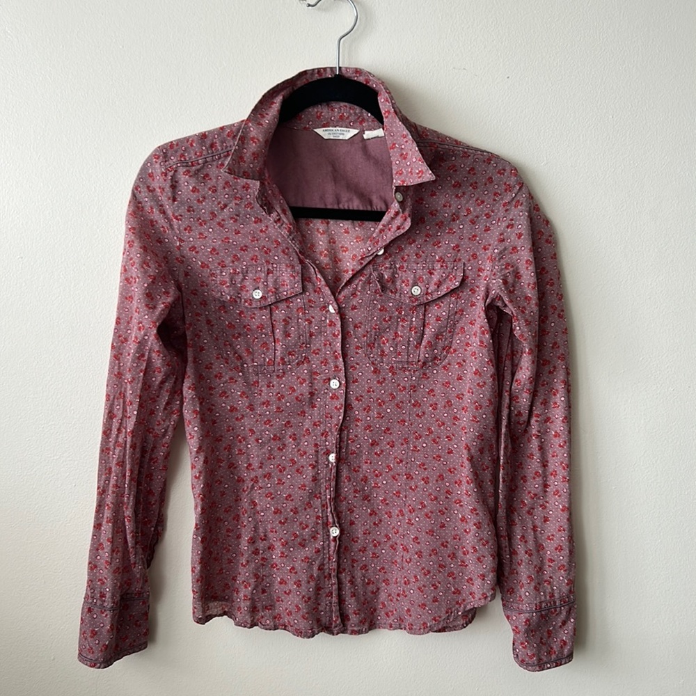 American Eagle - floral button up - S